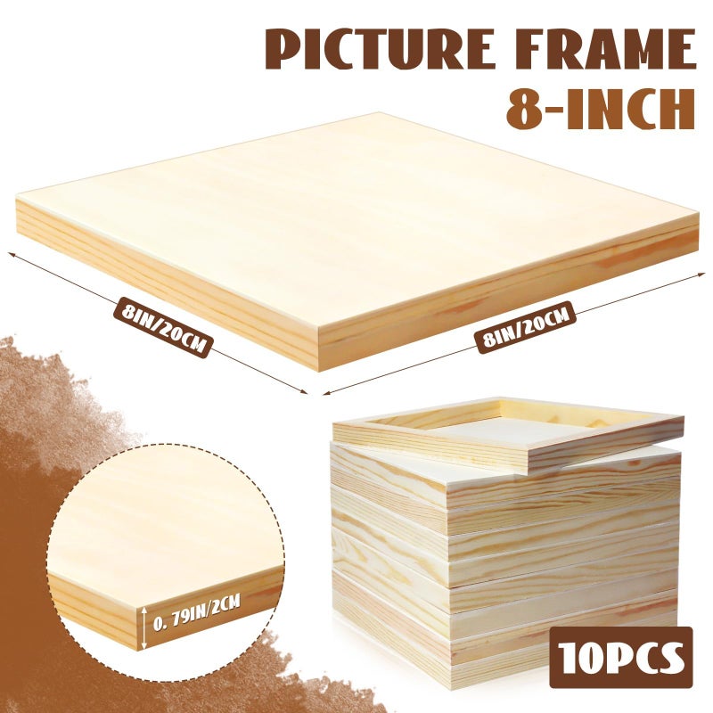 FSWCCK 10 Pack 8 x 8 inch Wood Panel Boards, Unfinished Wood Canvas Panels for Crafts, Painting Canvas, DIY Art Projects, Pouring, Arts Use with Oils, Acrylics - Image 2